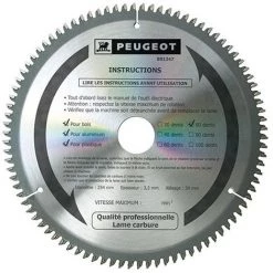 PEUGEOT PSP Lame Carbure Pour Scie Circulaire D. 254 X 30 Mm X Z 80 - Bois/alu/PVC - 801347 - Peugeot